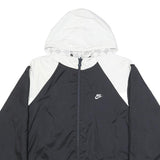 NIKE Mens Black & White Zip Hooded Reversible Jacket L Polyester Windbreaker