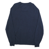 CALVIN KLEIN Mens Blue Plain Wool V-Neck Basic Knit XL Jumper Pullover