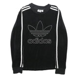 ADIDAS Womens Black Velvet Crew Neck UK 8 Sweatshirt Retro Logo Classic Fit