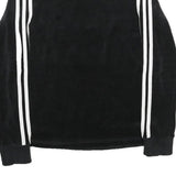 ADIDAS Womens Black Velvet Crew Neck UK 8 Sweatshirt Retro Logo Classic Fit