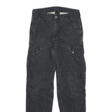 CARHARTT Mens Regular Fit Black Cargo Trousers W27 L30 Cotton Blend Zip Closure