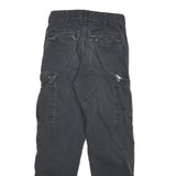 CARHARTT Mens Regular Fit Black Cargo Trousers W27 L30 Cotton Blend Zip Closure