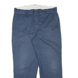 DICKIES Mens Regular Blue Cotton Blend Zip Trousers W36 L28 Classic Straight