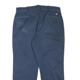 DICKIES Mens Regular Blue Cotton Blend Zip Trousers W36 L28 Classic Straight