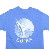 HANES Mens Blue Loika Graphic T-Shirt L Short Sleeve Crew Neck Cotton Blend