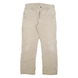 CARHARTT Mens Jeans Beige Relaxed Straight Denim W32 L28 Durable Workwear Zip