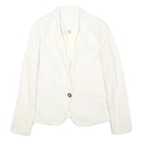 SACK'S Womens White Silk Jacket S Button Plain Elegant Lightweight