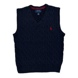 Age 6 Red Pony Logo Polo By Ralph Lauren Sweater Vest - XS Navy Cotton