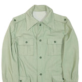 Womens Green Cotton Blend Button Jacket L Plain Classic Lightweight Stylish