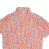 DEVERNOIS Womens Red Floral Print Short Sleeve Collared Shirt UK 16 Summer