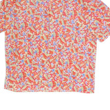 DEVERNOIS Womens Red Floral Print Short Sleeve Collared Shirt UK 16 Summer