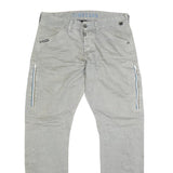 TIMEZONE Mens Jeans Beige Regular Straight Cotton Blend W36 L35 Zipper Pockets