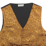 TORERO Mens Gold Brown Jacquard Button Waistcoat L Polyester Blend Formal