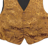 TORERO Mens Gold Brown Jacquard Button Waistcoat L Polyester Blend Formal