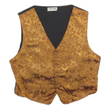 TORERO Mens Gold Brown Jacquard Button Waistcoat L Polyester Blend Formal