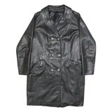 Mens Black Leather Button Jacket S Plain Classic Fit Long Sleeve Outerwear