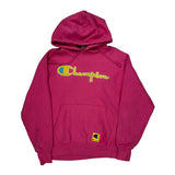 Reverse Weave Champion Spellout Hoodie - Medium Pink Cotton