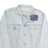 Mens Blue Denim Jacket Cotton Button Casual Vintage Style M Long Sleeve