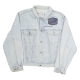 Mens Blue Denim Jacket Cotton Button Casual Vintage Style M Long Sleeve