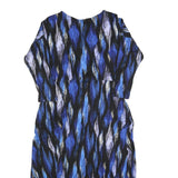 MONSOON Womens Blue Black Abstract Print Day Dress Polyester Blend Long Sleeve L
