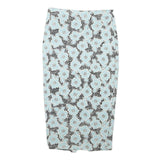 G21 Womens Blue & Black Floral Pencil Knee Length Cotton Blend Skirt M