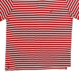 NAUTICA Mens Red & White Striped Short Sleeve Polo Shirt M Cotton Blend Classic