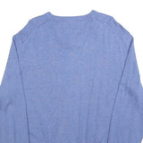 NAUTICA Mens Blue Plain V-Neck Basic Knit XL Cotton Jumper Casual Classic