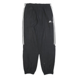 ADIDAS Mens Joggers Black & White L W34 L32 Elastic Tapered Fit Casual Gym Pants
