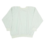 Womens White Sweatshirt Crew Neck S Cotton Blend Pullover Plain Casual Top