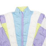 BOCCO Womens White Blue & Purple Lightweight Zip Jacket S Nylon Plain Vintage