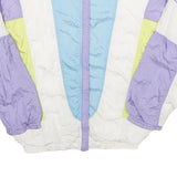 BOCCO Womens White Blue & Purple Lightweight Zip Jacket S Nylon Plain Vintage