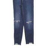 LEVI'S Womens Blue Slim Skinny Denim Medium W25 L24 Distressed Raw Hem Jeans