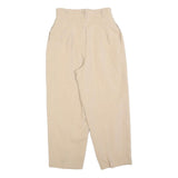 Women Beige Relaxed Fit Straight Leg Trousers W26 L24 Zip Closure Casual