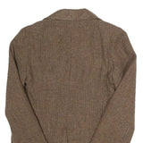 LARRY LEVINE Womens Brown Wool Check Single Breasted Blazer Jacket S Wool