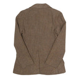 LARRY LEVINE Womens Brown Wool Check Single Breasted Blazer Jacket S Wool