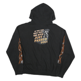 K AND S Mens Black Zip Hoodie XL Motorcycle Flame Sleeve Print