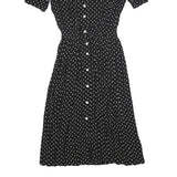 KARIN STEVENS Womens Black & White Polka Dot Day Dress Polyester Blend Short