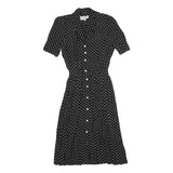 KARIN STEVENS Womens Black & White Polka Dot Day Dress Polyester Blend Short