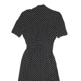 KARIN STEVENS Womens Black & White Polka Dot Day Dress Polyester Blend Short