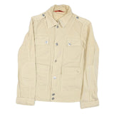 L.J Womens Beige Button Cotton Blend Jacket S Casual Classic Cotton Blend