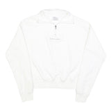 CHAMPION Womens White 1/4 Zip Sweatshirt M Cotton Blend Casual Pullover