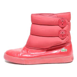 LACOSTE Womens Red Synthetic Ankle Boots UK 4 Stylish Casual Warm Buttons