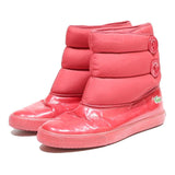 LACOSTE Womens Red Synthetic Ankle Boots UK 4 Stylish Casual Warm Buttons