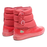LACOSTE Womens Red Synthetic Ankle Boots UK 4 Stylish Casual Warm Buttons