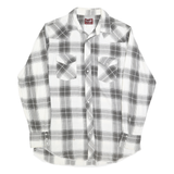 WRANGLER Mens White & Grey Checked Western Shirt M Cotton Blend Long Sleeve