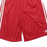 ADIDAS Mens Red Casual Polyester Shorts L W30 Three Stripes