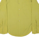 PERMANENT PRESS Mens Yellow Plain Shirt Cotton Blend S Classic Fit Button Collar
