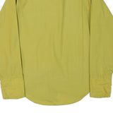 PERMANENT PRESS Mens Yellow Plain Shirt Cotton Blend S Classic Fit Button Collar