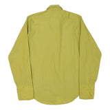 PERMANENT PRESS Mens Yellow Plain Shirt Cotton Blend S Classic Fit Button Collar