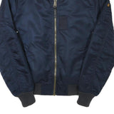 ALPHA INDUSTRIES Mens Navy Blue Bomber Jacket S Polyester Blend Plain Zip